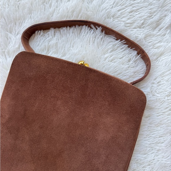 Josef Handbags - Vintage 1950s “Bag by Josef” Brown Suede Top Handle Purse